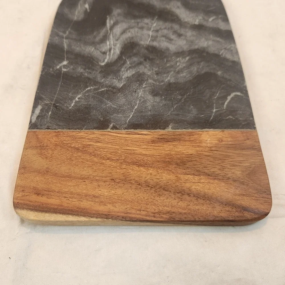 Serving Board Black Marble Sheesham Wood Leather Cord‎ Charcuterie Cutting Tray